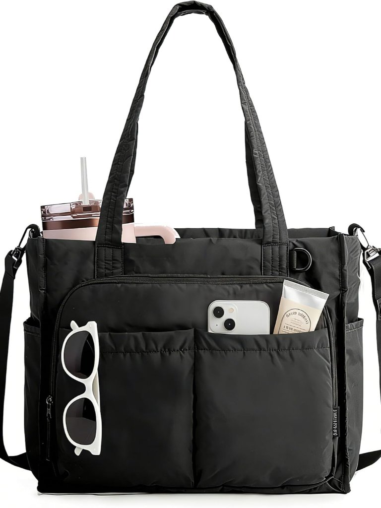 Tote Bag For Women, Work Bag Fits 13.3"/15.6" Laptop, Puffy Travel Tote Handbag